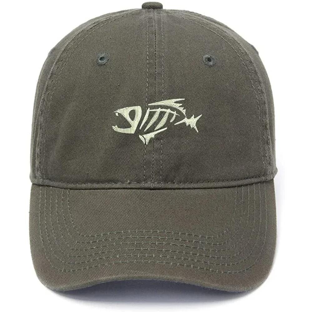 Lyprerazy Unisex's Baseball Cap Skeloton Fish Embroidery Hat Cotton Embroidered Casual Baseball Caps