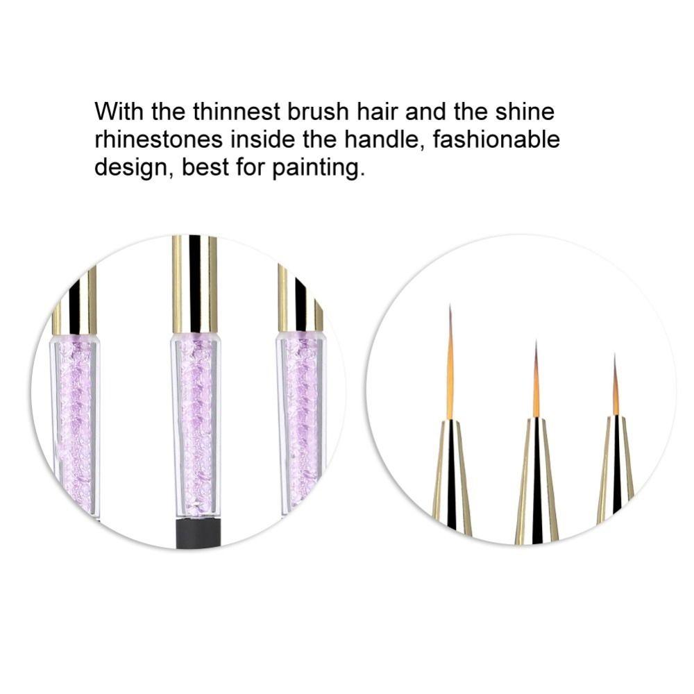3pcs Delicate Nail Art Dotting Liner Brush Fine Detail Nail Art Brush Nail Art Design