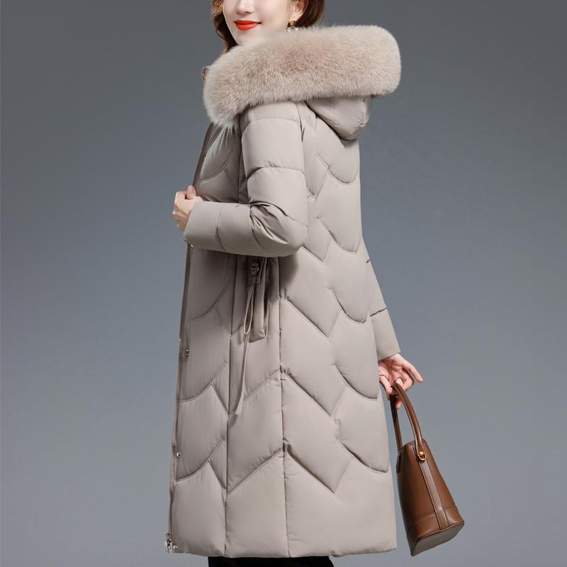 Middelaldrende Kvinners Kåper Vinter Lange Parkaser Hette Fuskepelskrage Tykke Varme Hverdagslige Kvinnejakker