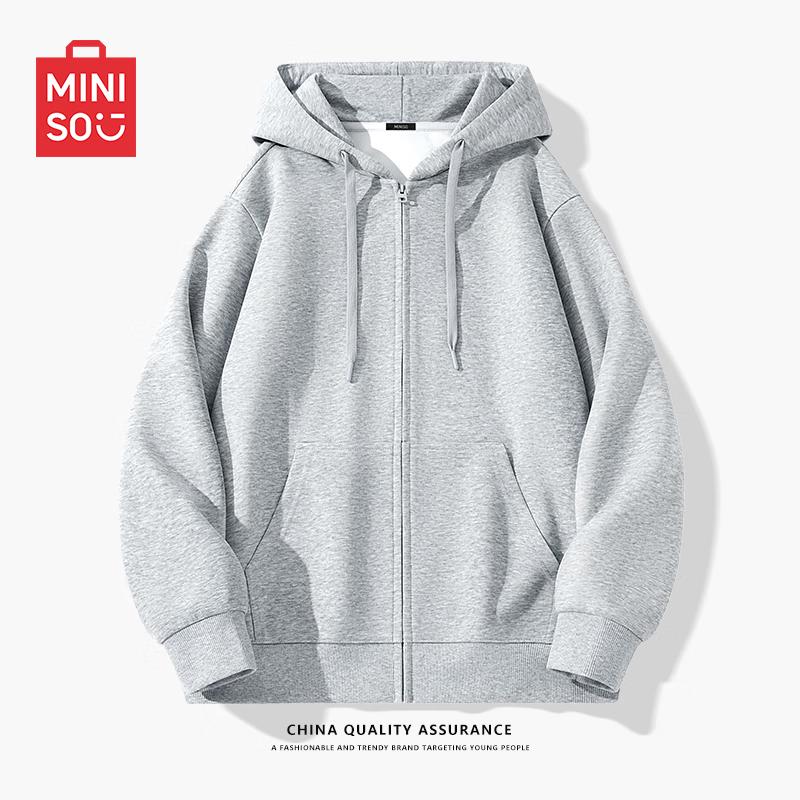 

MINISO Men s Heavyweight Loose Fit Zip-Up Hooded Sweatshirt M