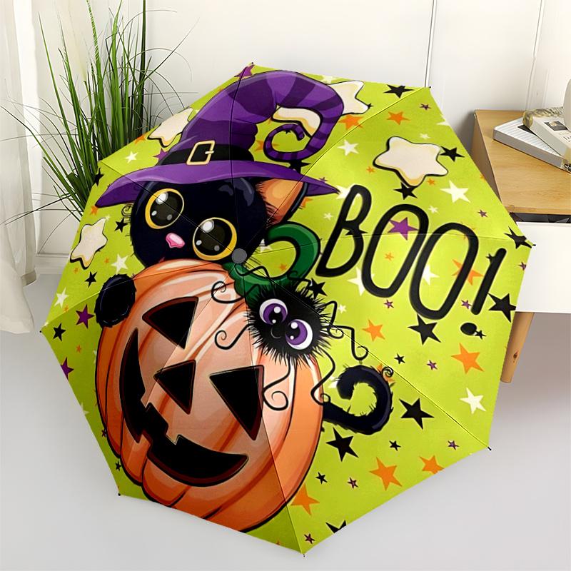 

1pc Halloween Pumpkin Pattern Umbrella, Fashionable, Personalized, High-Value Folding Umbrella, a Must-Have for Summer, 8-Rib Durable Iron Frame,