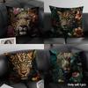 Uropean Fashion Leopard Cushion Cover Natural Linen Organic Fabric Double-Sided Printing Sofa Home Decor Gift Pillow Case