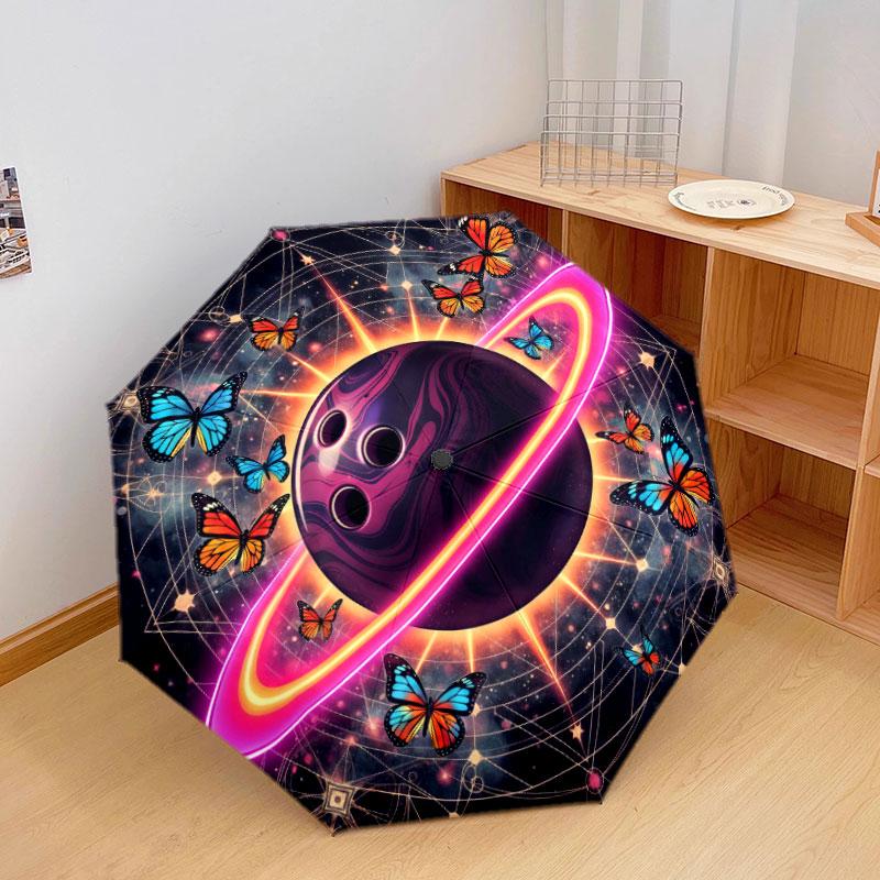 StarRingball Pattern Pattern New Style Umbrella, 1 Piece Automatic Folding Umbrella, Portable Travel Umbrella, Outdoor Umbrella, Birthday Gift