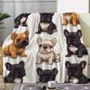 French Bulldog Puppy Flannel Throw Blanket, Cute Dog Portrait Print Soft Blanket for Sofa Bed, Nap Blanket, Pet Lover Home Decor Gift