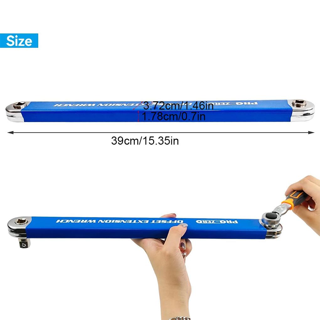 Offset Extension Wrench Tool Hand Tool Wrench 1/4 And 3/8 Square Drive Adapters Easy To Adjustable With Storage