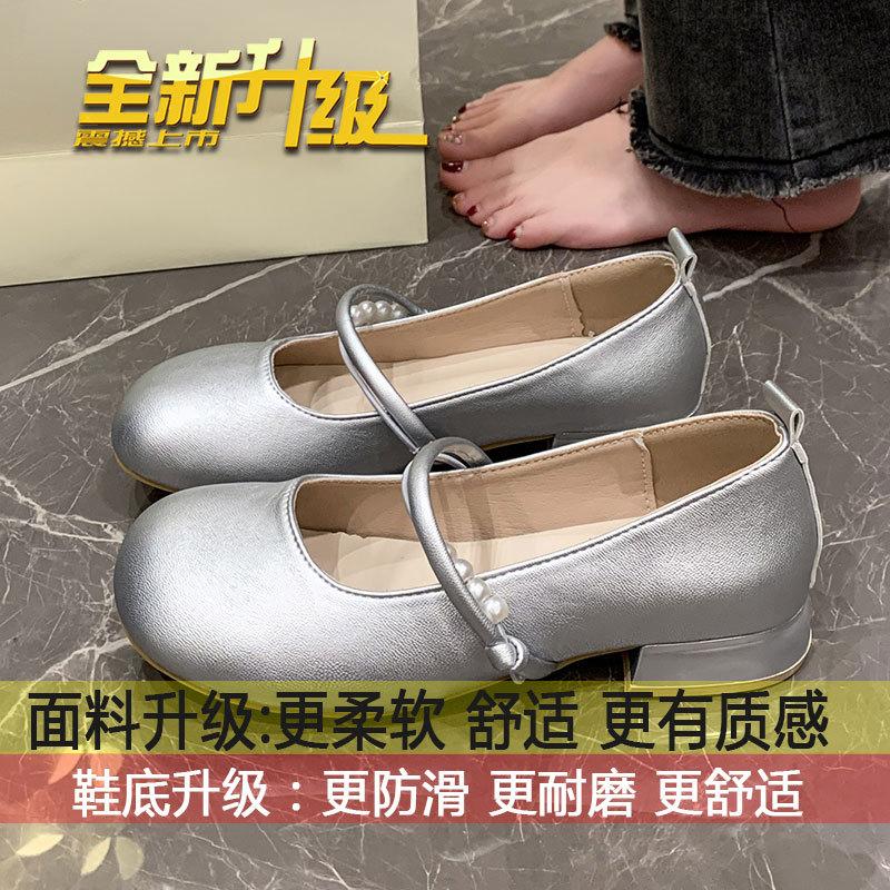 New Chinese Gentle Mary Jane Girl Shoes New Thick Heel Granny Shoes Fairy Style Pumps Shoes for Spring 2025
