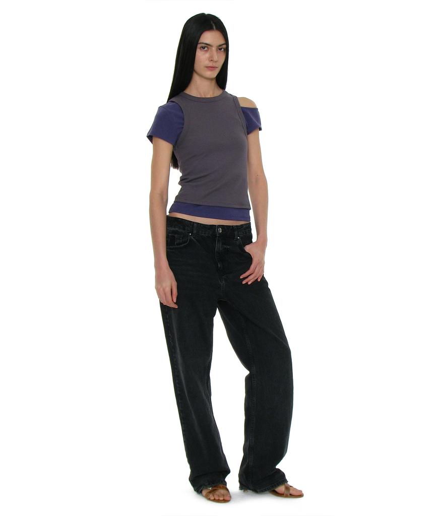 PARTIMENTO WOMEN Pwc (Set) Asymmetrical Double Layered Top_Purple