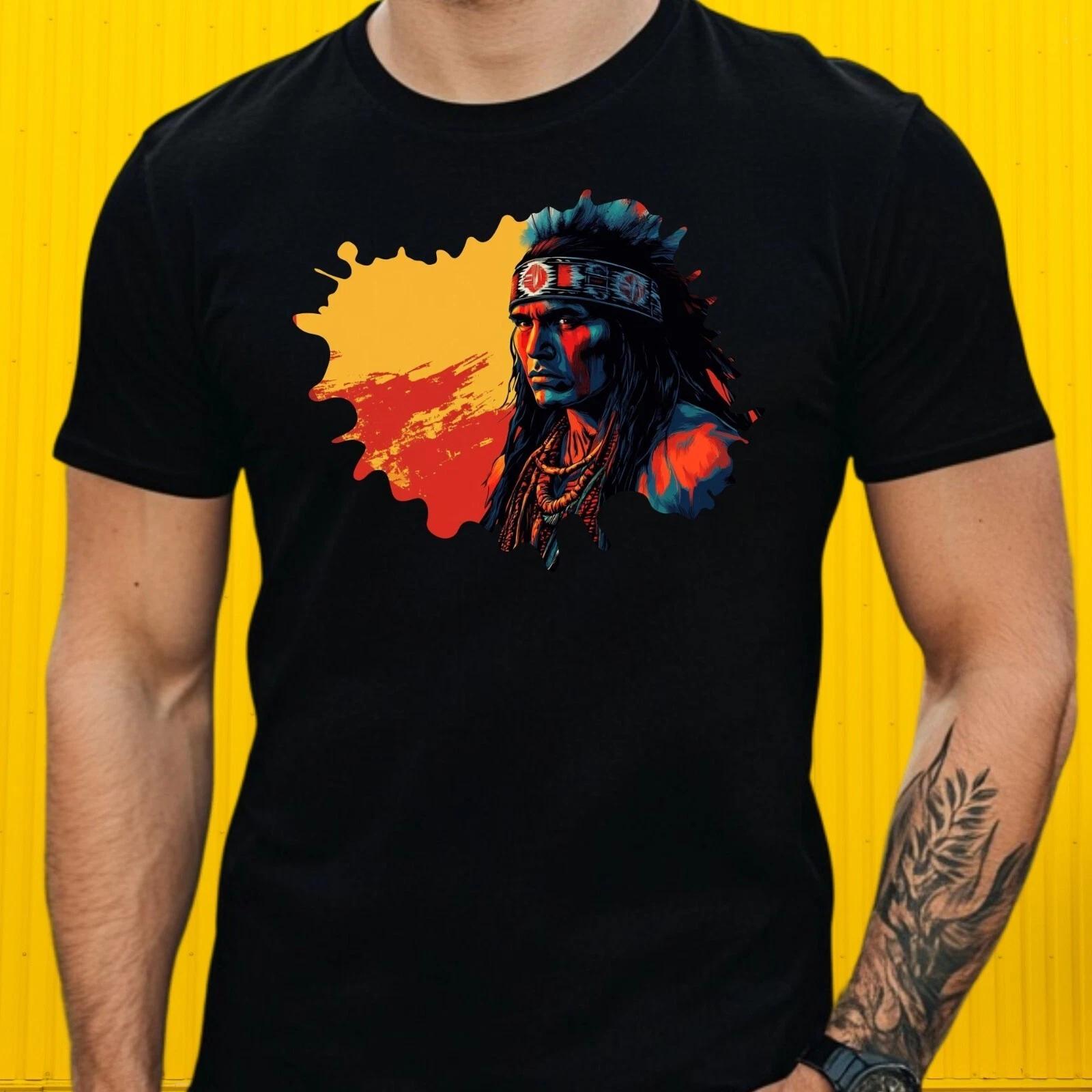 T-Shirt Herren Eingeborener Krieger Motiv Baumwolle Größe S bis 5XL XXL