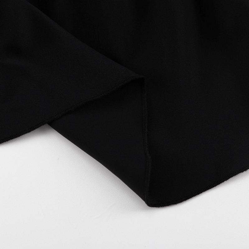 Svart Elegant For Kvinner Langermet Slank Høy Midje Minikjoler 2024 Sommerfolder Skjøte Ruffle O-hals Kjole Femme Frankrike Uformell aftenkjole Dame