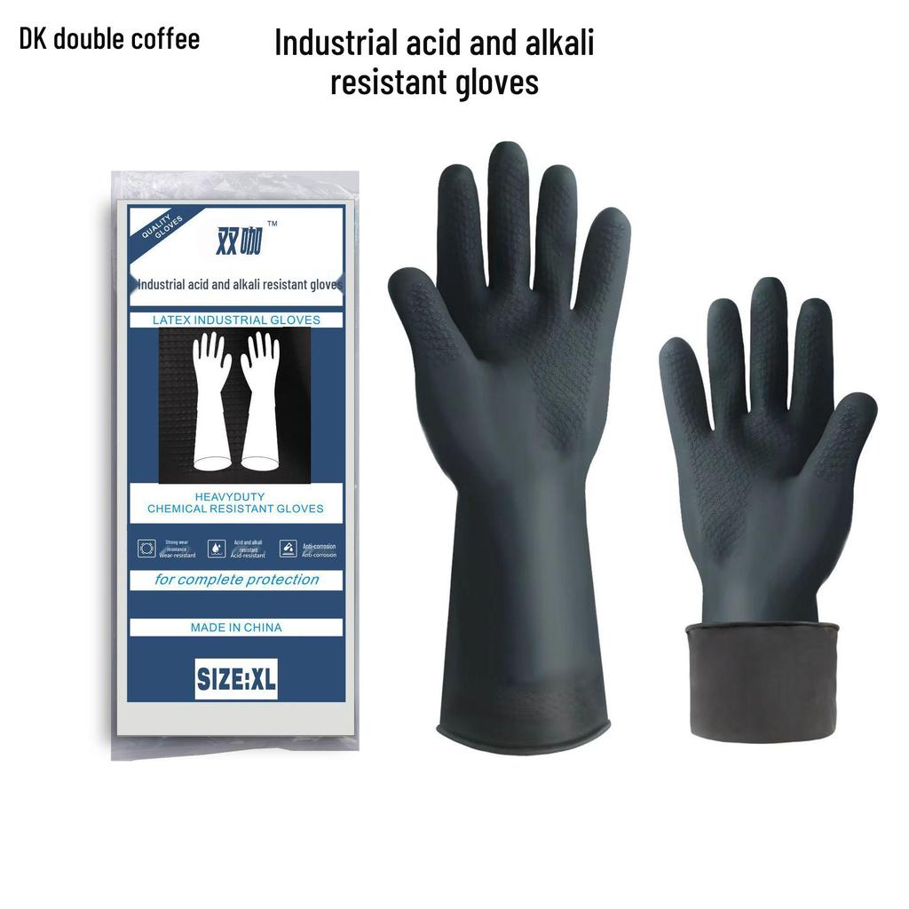 Βαρέως Τύπου Μαύρα Βιομηχανικά Γάντια Λάτεξ: Ανθεκτικό σε χημικά, οξέα & αλκάλια, αντιολισθητικό, ανθεκτικό στη φθορά, ιδανικό για χρήση στην αλιεία.