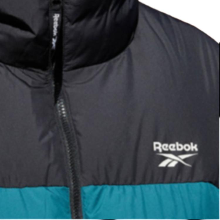 Reebok Barevně blokovaná sportovně ležérní péřová bunda s vysokým límcem pro muže svrchní oblečení Modrá HF2779