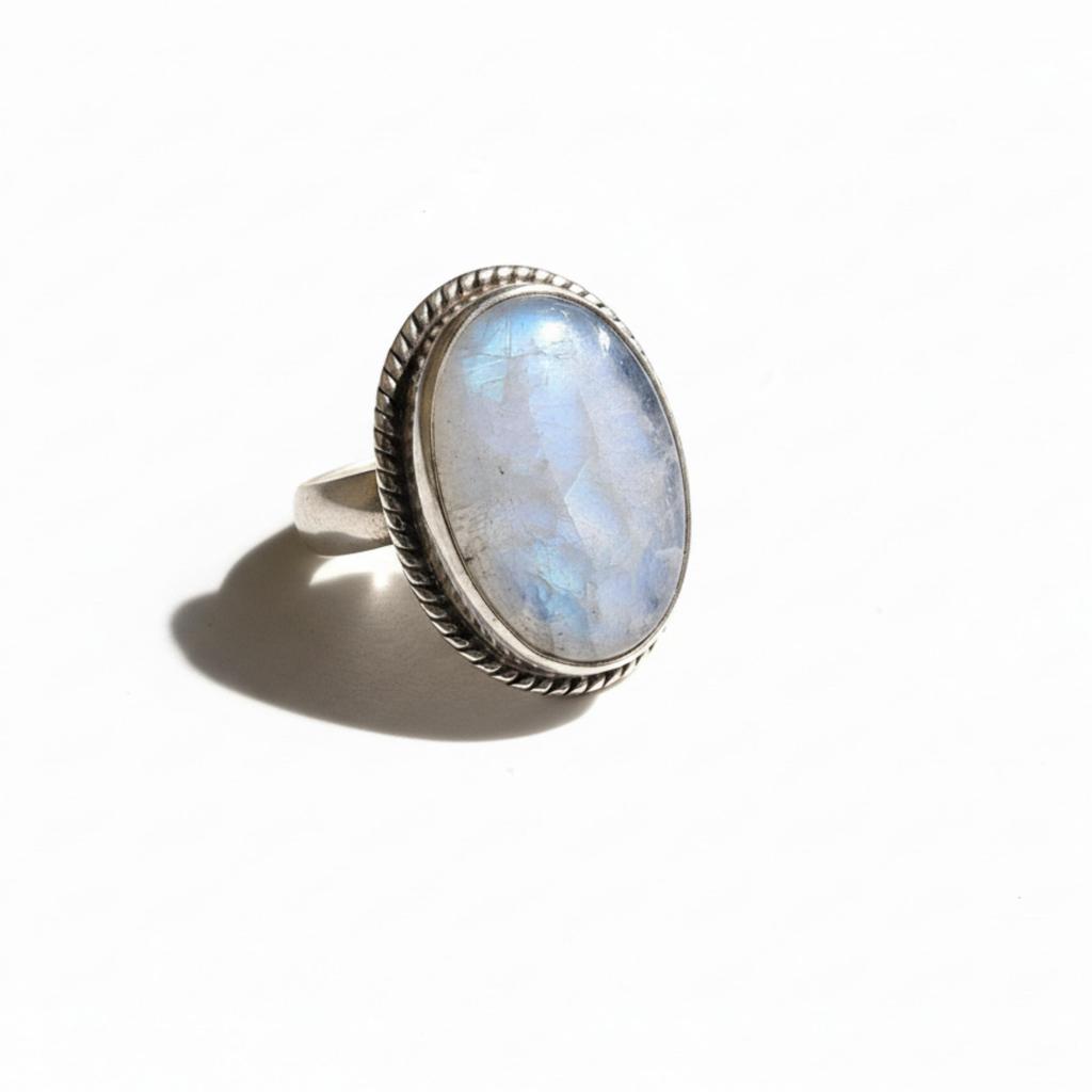 Oval Rainbow Moonstone Ring, 925 Solid Sterling Silver, Everyday Wear Minimalist Ring, Handmade Jewelry