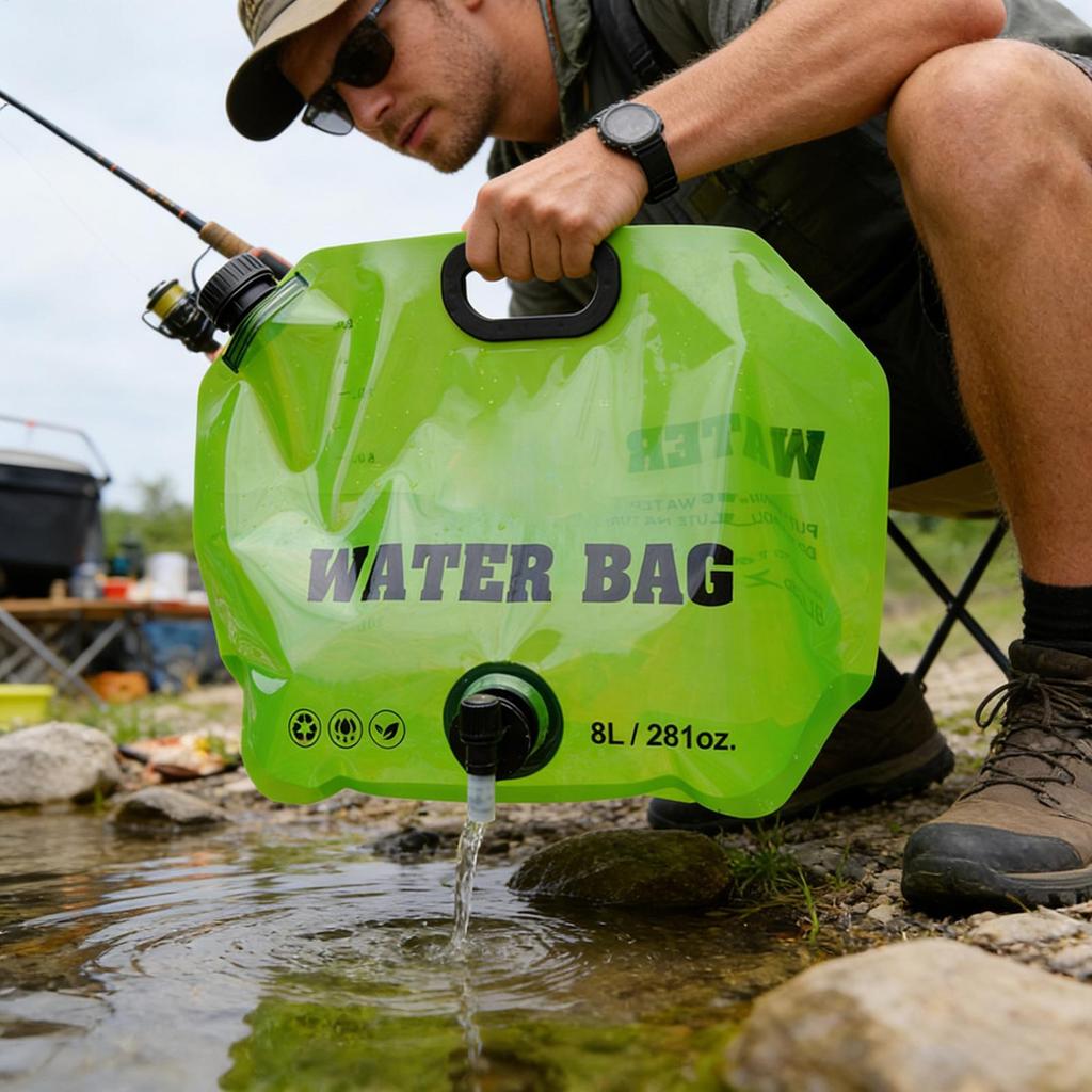 8L Camping Water Container Portable Water Storage Bag Drinking Water Container with Handle Liquid Tank for Camping Hiking