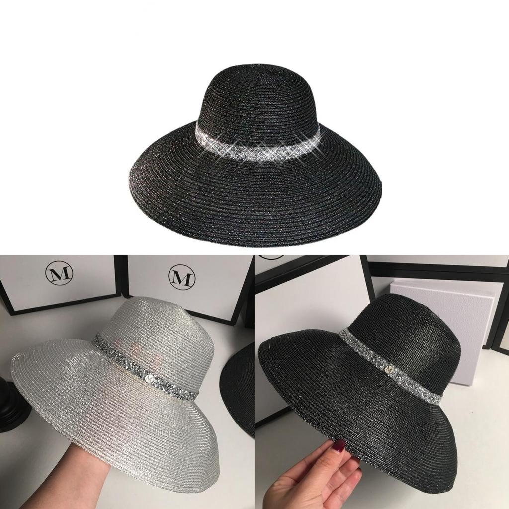 Beach Style Sun Shade Hat For Women With Wide Brim And Silver Silk Fabric Summer Wear