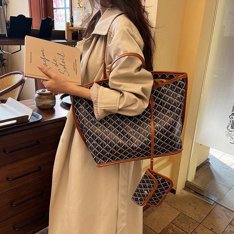 New Fashion Trend Versatile Dog Tooth Shopping Bag Large Capacity Bag Portable Shoulder Bag