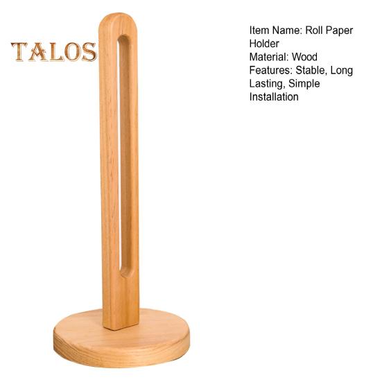 Wooden Paper Towel Holder with Stable Base Non-Slip Design Easy Setup Kitchen Roll Paper Holder Storage Rack