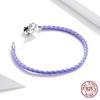 S925 Silver Purple Genuine Leather Lucky Bracelet