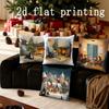 Home Decor Cozy Christmas Scenes Printed Pillow Covers Pattern Cushion Cover Suitable for Sofa Bedroom Car Pillow Cover