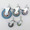 Grey Silent Swivel Casters for Dining Cars - Light Duty, High-End Rubber Wheels