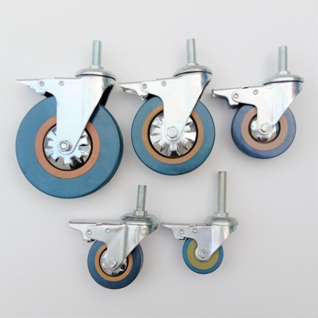 Grey Silent Swivel Casters for Dining Cars - Light Duty, High-End Rubber Wheels