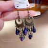 New Chinese water drop round earrings niche temperament design sense ear hook Guochao retro ethnic style high-end sense earrings