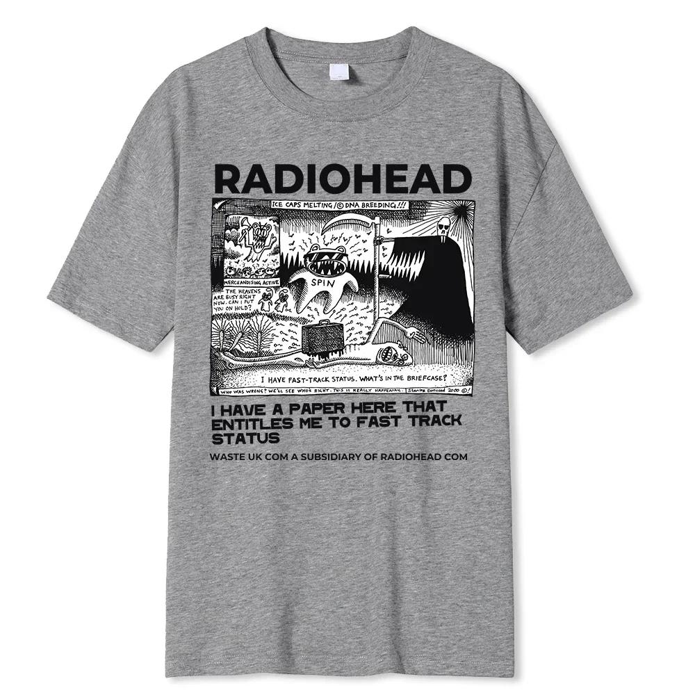 Radiohead T Shirt Men Vintage Classic Tees 100% Cotton Men's Clothing for Summer Hip Hop T Shirt Fashion Trend T-Shirt