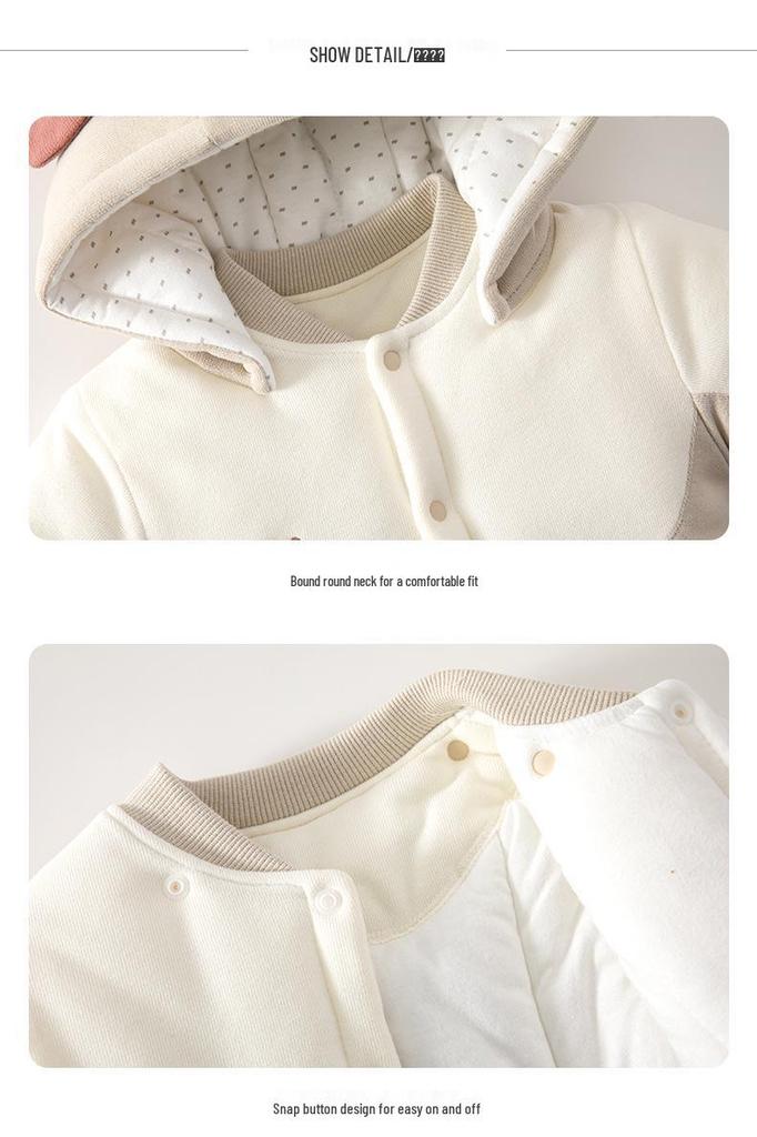 Autumn/Winter Hooded Baby Romper: Thick Cotton Jumpsuit for Newborns