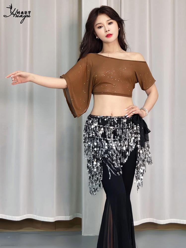 2025 Sommer Mesh Kurzarm Bauchtanz Top für Damen