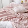 Lotus Leaf Waffle Cotton Thin Blanket Solid Summer Lightweight Air Conditioning Quilt Multifunctional Nap Blankets for Office