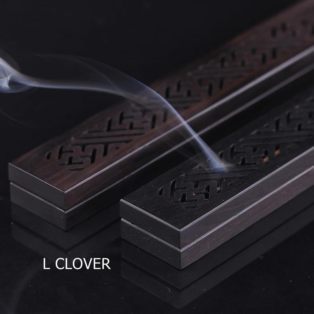 L CLOVER Incense Burner, Ebony, Horizontal Incense Holder with Lid, Keeps Ashes from Flying and Spilling, Wooden Incense BurnerIncense Dispenser for