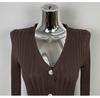 Elegant Slim-Fit Long-Sleeve Korean Knit Dress for Women