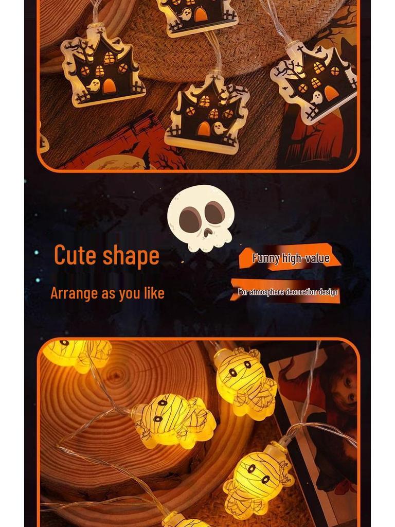 Halloween Spiderweb Skeleton String Lights: Retro Decorative Props