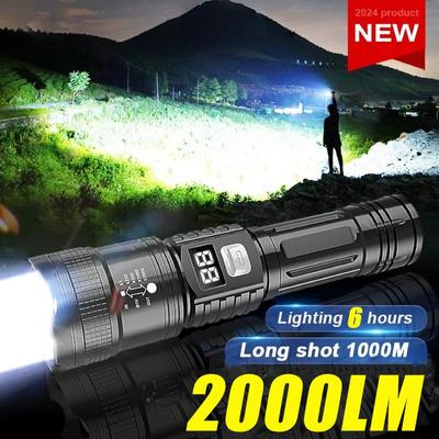2000LM Tragbare Taschenlampe Hochleistungs-LED-Taschenlampen Wiederaufladbare Lampe 3 Modi Zoombare Laterne Wasserdichte Taschenlampe