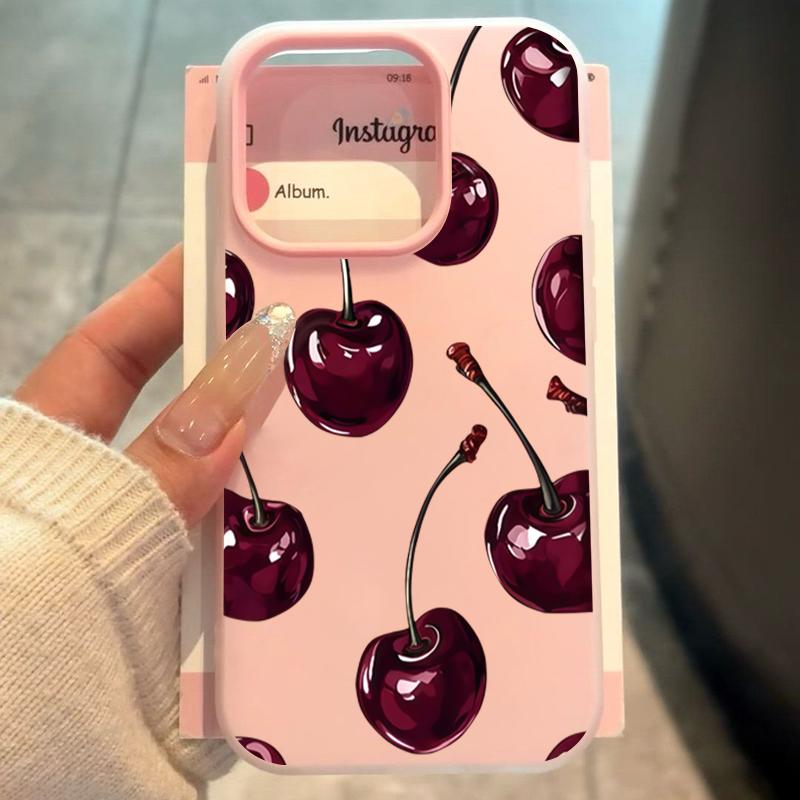 Red Cherry Jelly Phone Case For Samsung Galaxy S25 S24 S23 S22 Ultra Plus FE A36 A35 A54 A16 A56 A17 A07 5G Solid Hard Cover