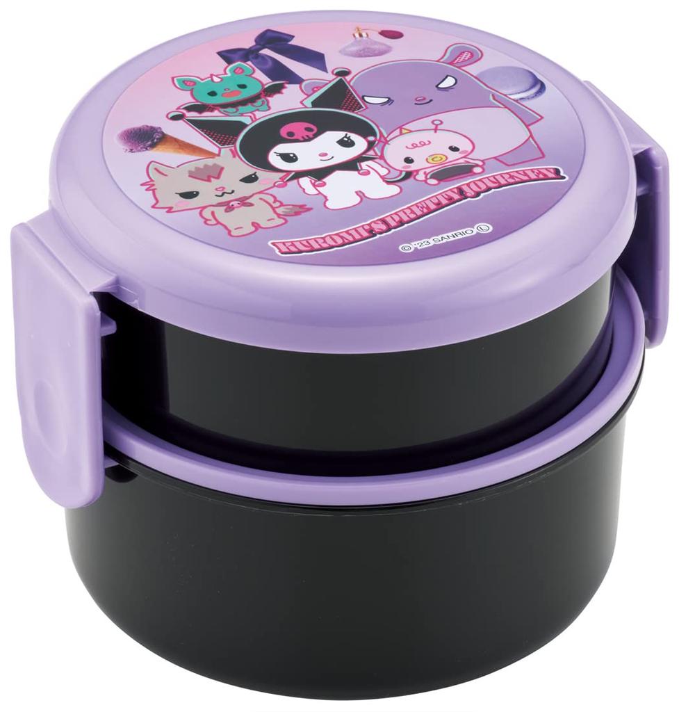 Skater Bento Box 500ml 2patrové kulaté pouzdro na rýžové kuličky antibakteriální vyrobené v Japonsku Kuromi Pretty Giani Sanrio - ONWR1AG-A