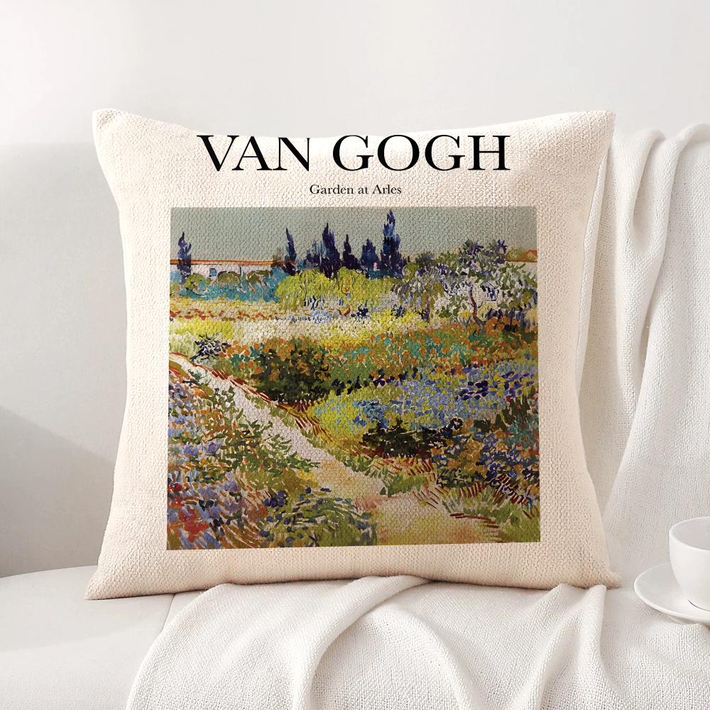 Van GGogh Art Cushion Cover Natural Linen Organic Fabric DoubleSided Printing Sofa Home Decor Breathable Bed Pillow