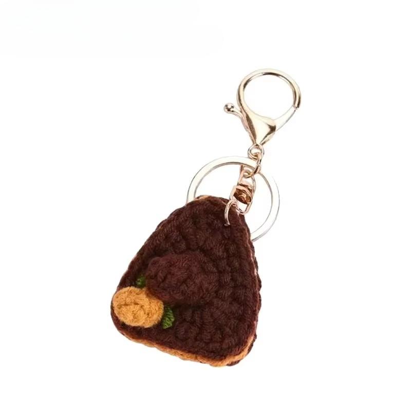 Creative Knit Keychain Cartoon DIY Burger Ice Cream Pendant Keychain Charms Handmade Pendant for Girl Cute Gift Car Decorations