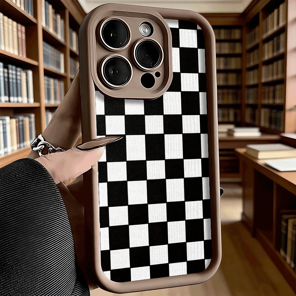 Black and White Checkerboard Soft TPU Shockproof Case For Xiaomi Redmi Note 15 14 13 12 11 Pro Anti-Fall Protective Back Cover