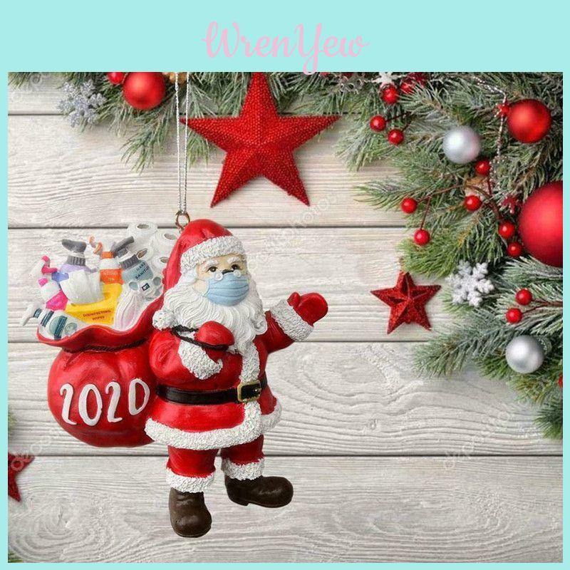Tree Christmas Ornaments Santa Claus Wearing Mask Hanging Decor Creative Gift