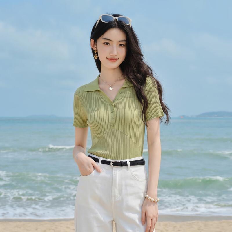 Women s Short-Sleeve Polo Knit Top L