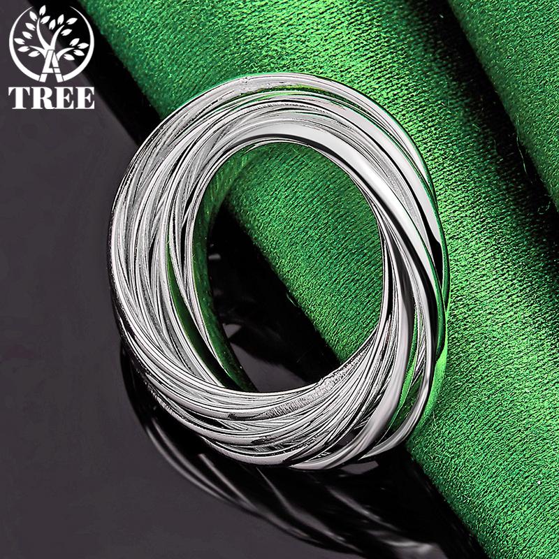 925 Sterling Silver Luxury Trendy Multiple Circles Ring For Women Men rings Fashion Unusual Birthday Party Wedding Charm Jewelry