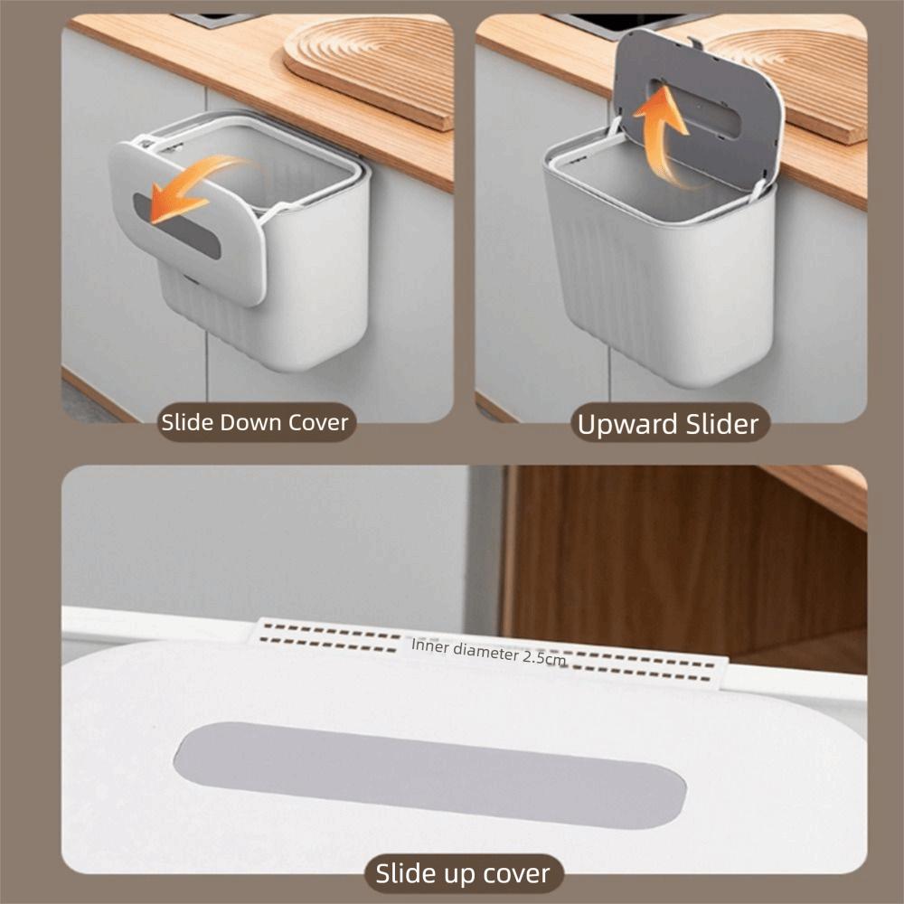 No-Hole Wall-Mounted Trash Bin 7/11L Bathroom Trash Can Wall Hanging Rubbish Bin Laundry Room