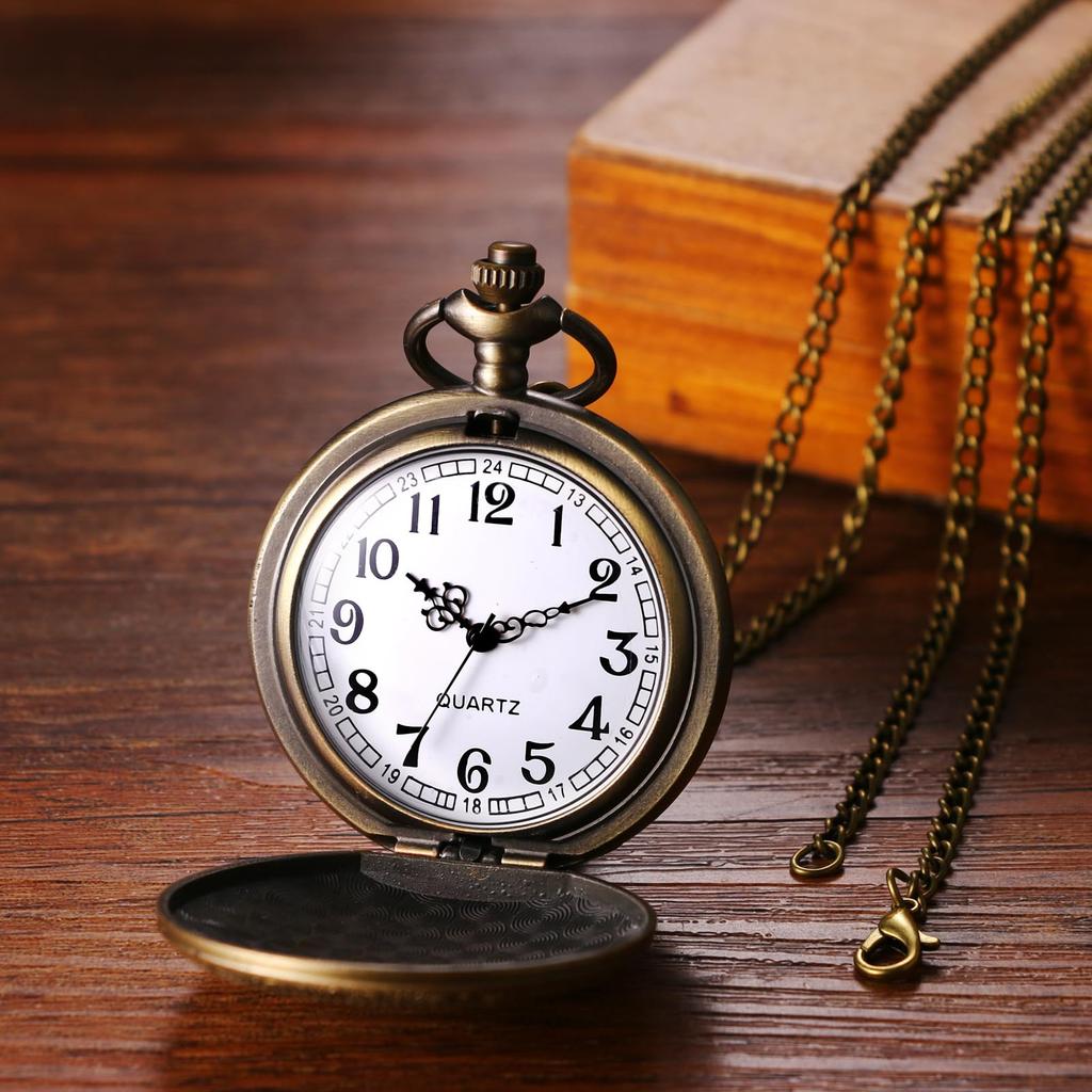 Antique Pocket Watch Pendant Necklace Bronze with Zodiac Analog Display Zodiac Signs Waterproof Pocket Watch Chain Birthday Anniversary Christmas Day