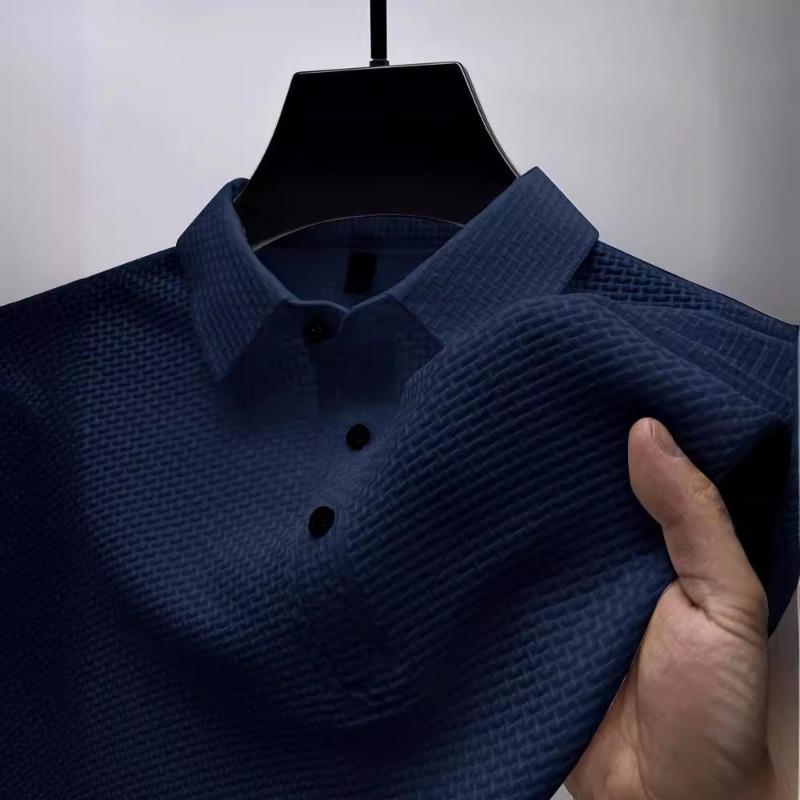 Polo da uomo a maniche corte in maglia a nido d'ape Casual Traspirante Top da lavoro