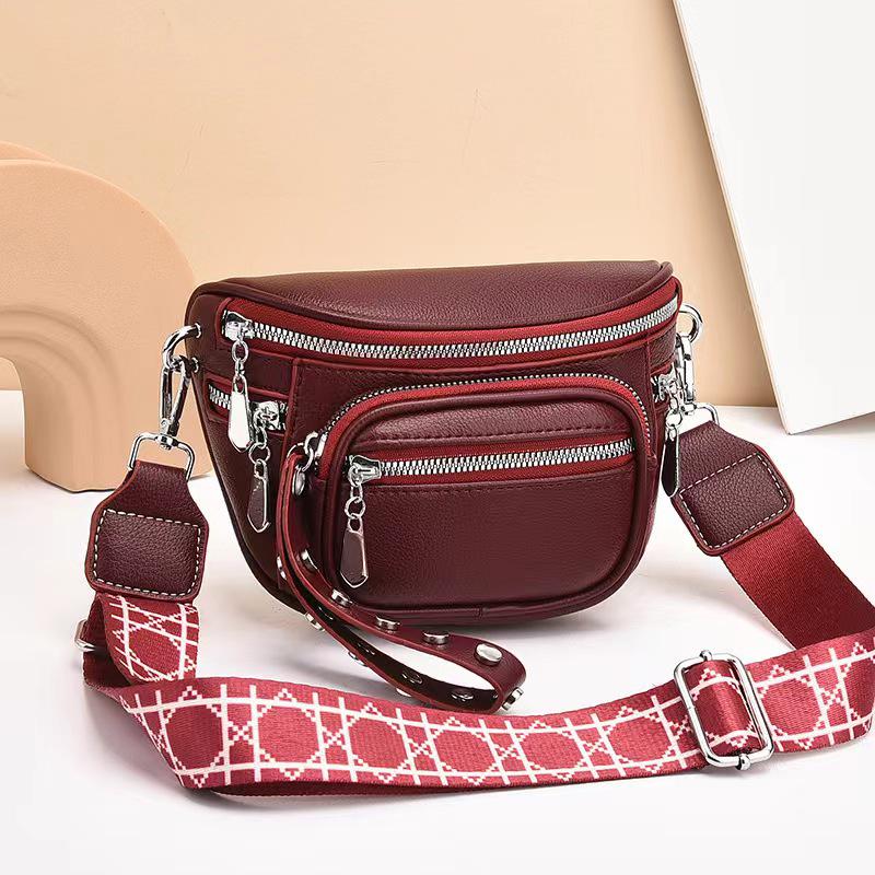 Sac bandoulière selle couleur unie tendance - Sac à bandoulière grande capacité pour femme