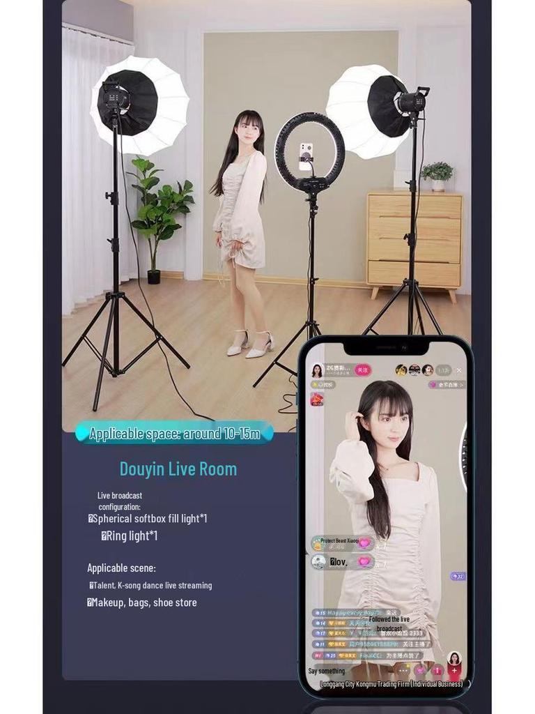 Zheyu Bright Spherical Fill Light for Indoor Live Streaming and Photography