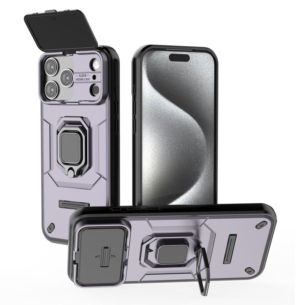 For iPhone 17 Pro Max Case PC+TPU Kickstand Phone Protector with Lens Cover
