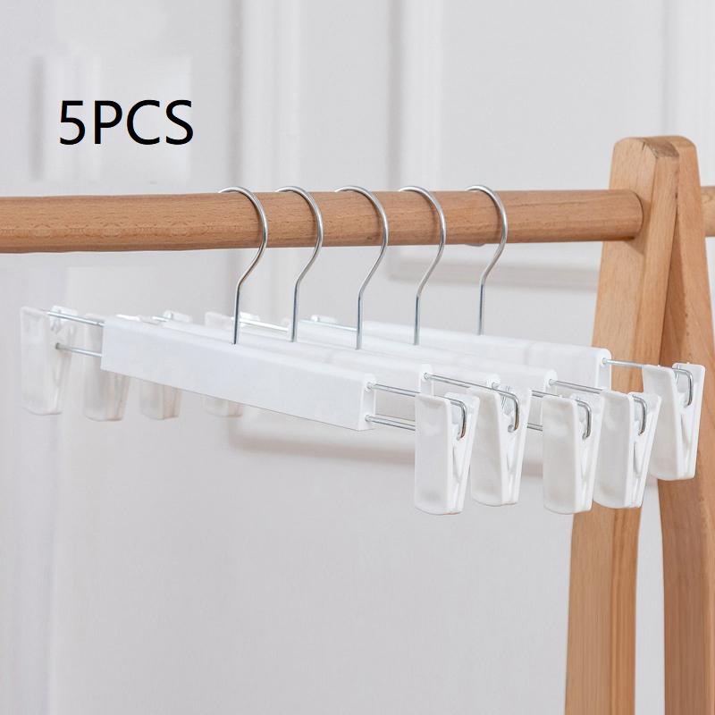 

M-5/10Pcs Adjustable Clothes Pants Hangers Space-Saving Skirt Holders with Clips for Garment Jeans Coat Trouser Hanger