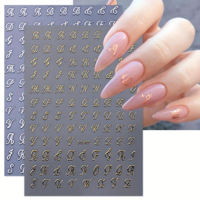 New Love Nail Art Stickers Metal Love Bronzing Rose Gold Faux Mirror Powder Love Nail Stickers