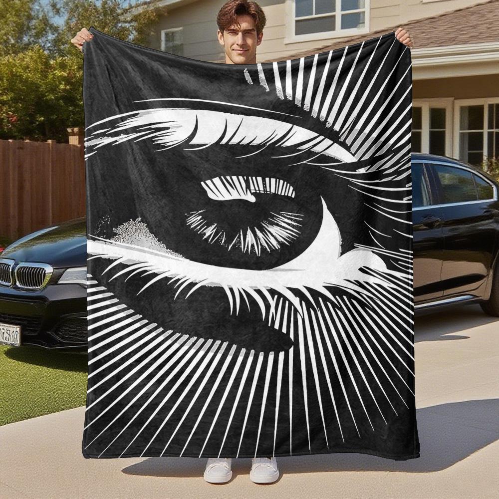 1pc eye pattern Outdoor Flannel Blanket Soft Warm All-Season Throw for Sofa Bed Car Camping Office, Cozy Gift Idea1132S